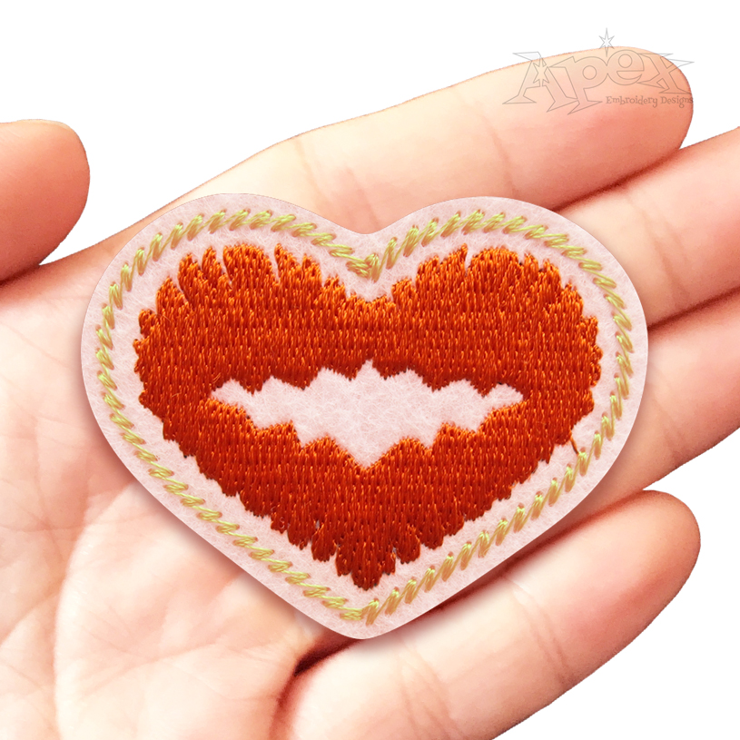 Lips Heart Feltie ITH Embroidery Design