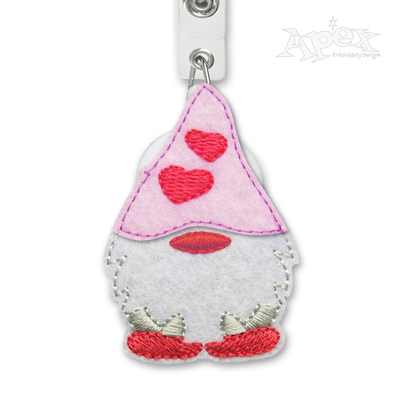 Valentine Hearts Gnome Feltie ITH Embroidery Design