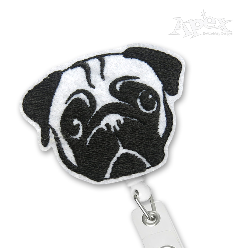Pug Dog Face Feltie ITH Embroidery Design
