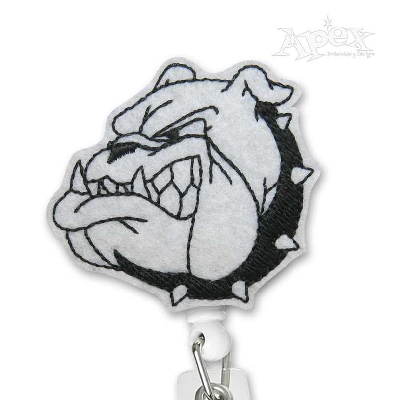 Angry Bulldog Face Feltie ITH Embroidery Design