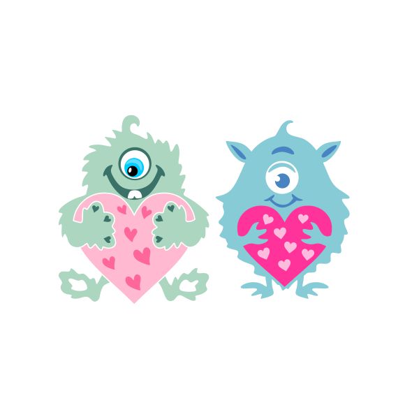Love Heart Monster Cuttable Design