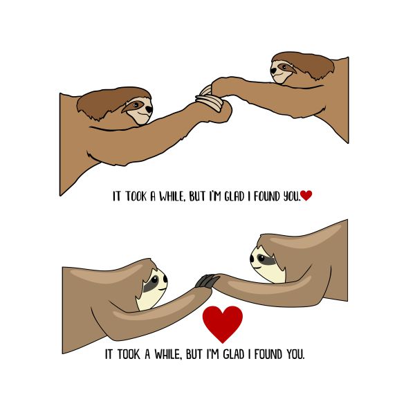 Valentines Sloth Couple Cuttable Design