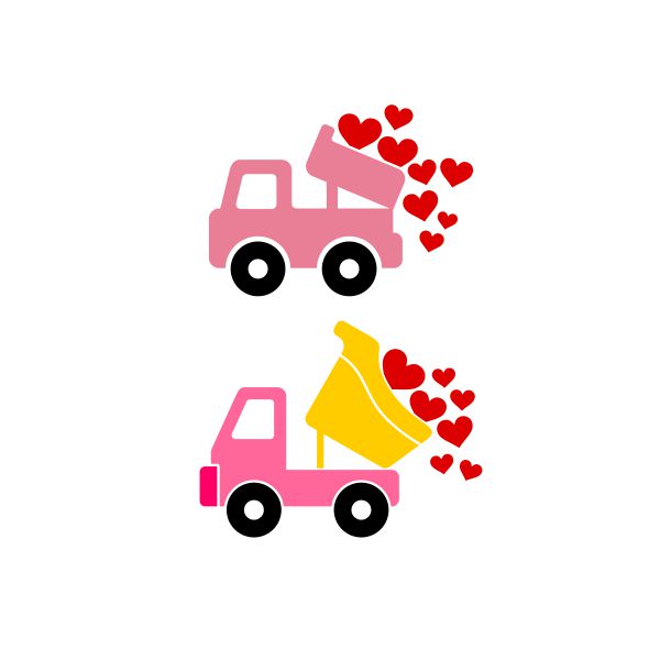 Valentine Hearts Truck Cuttable Design