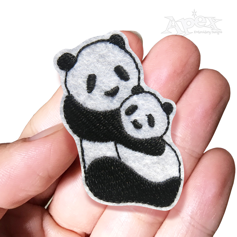 Mother and Child Panda Feltie ITH Embroidery Design