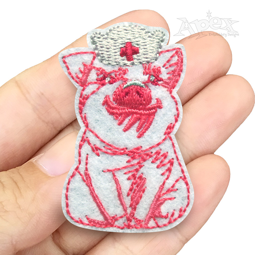 Nurse Pig Feltie ITH Embroidery Design
