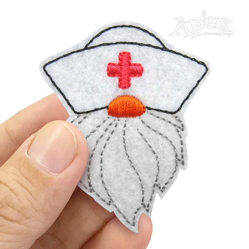 Nurse Gnome Feltie ITH Embroidery Design