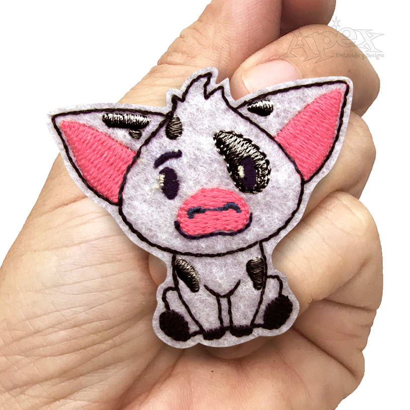 Baby Spotted Pig Feltie ITH Embroidery Design