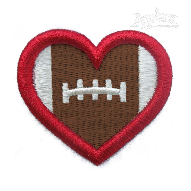 Football Heart 3D Puff Embroidery Design