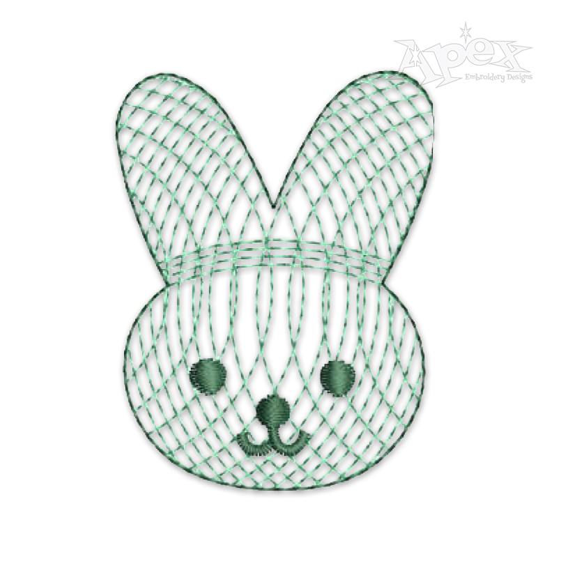 Cute Bunny Face Sketch Embroidery Design
