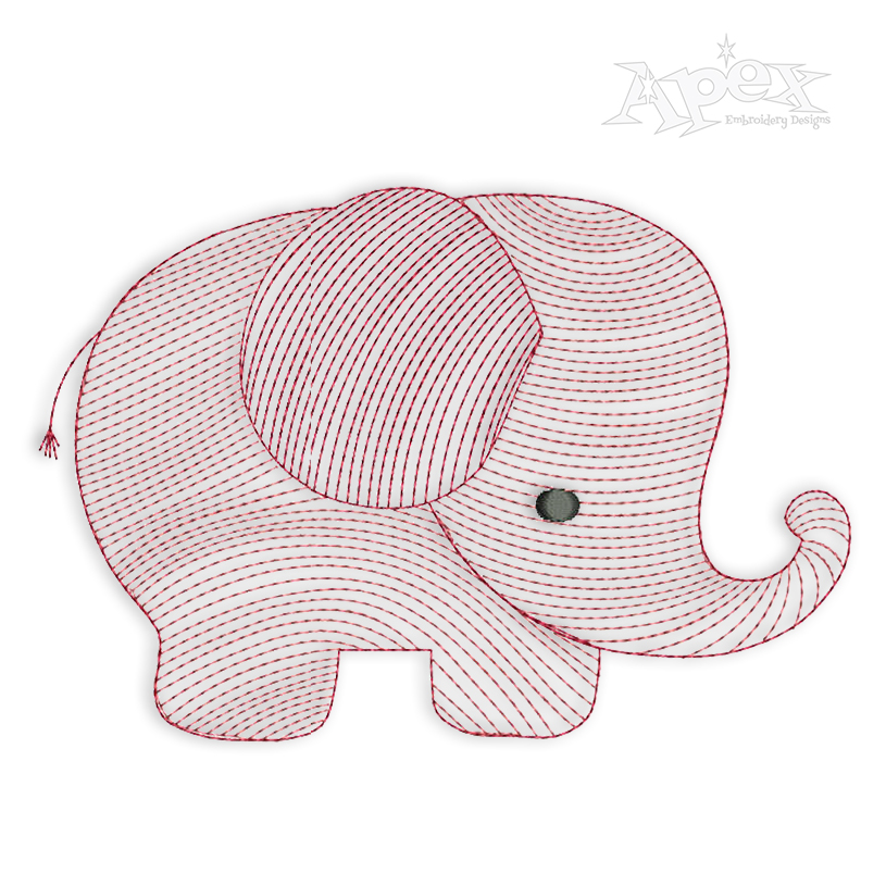 Cute Baby Elephant Sketch Embroidery Design