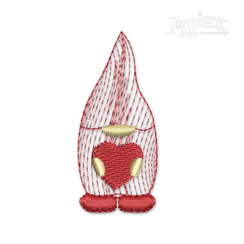 Valentine Gnome Sketch Embroidery Design