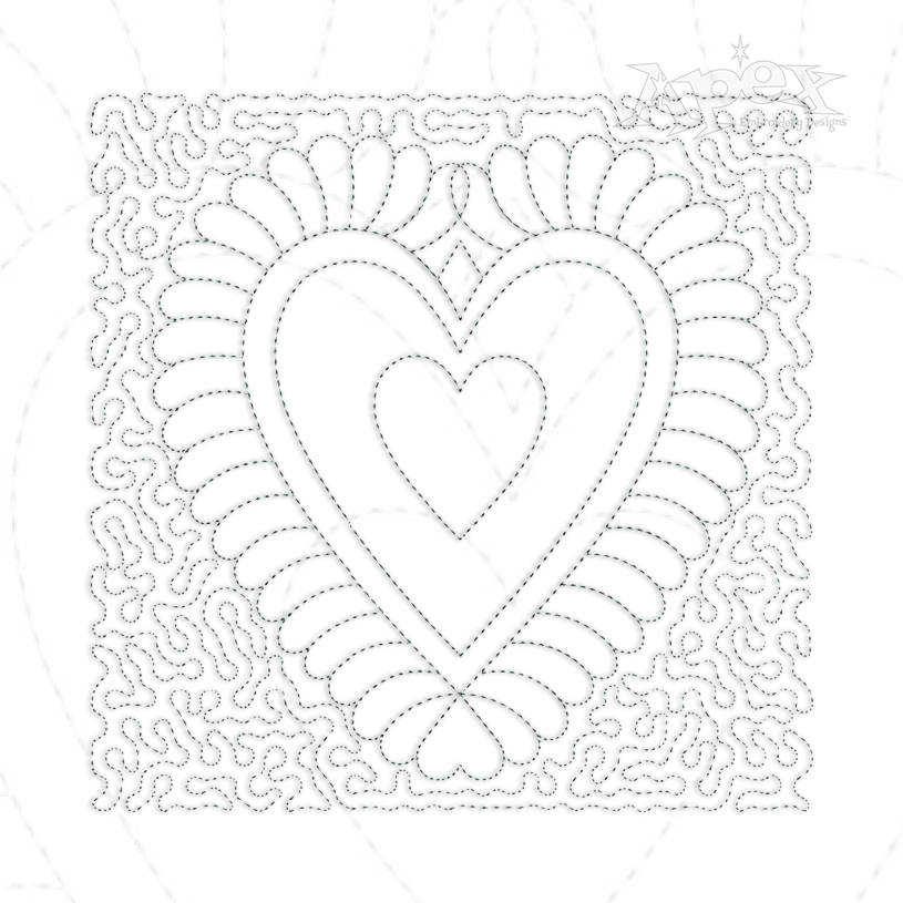 Decorative Heart Quilt Block Embroidery Design