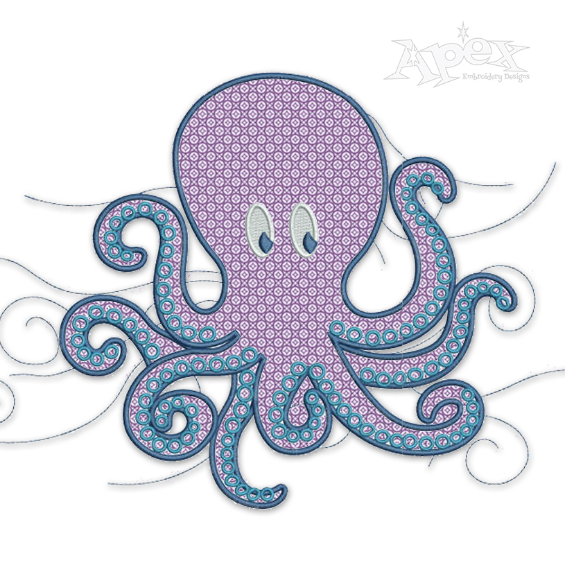 Octopus Applique Embroidery Design