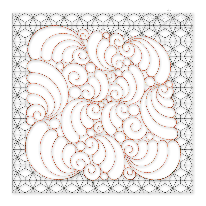 Abstract Waves Quilt Block Embroidery Design