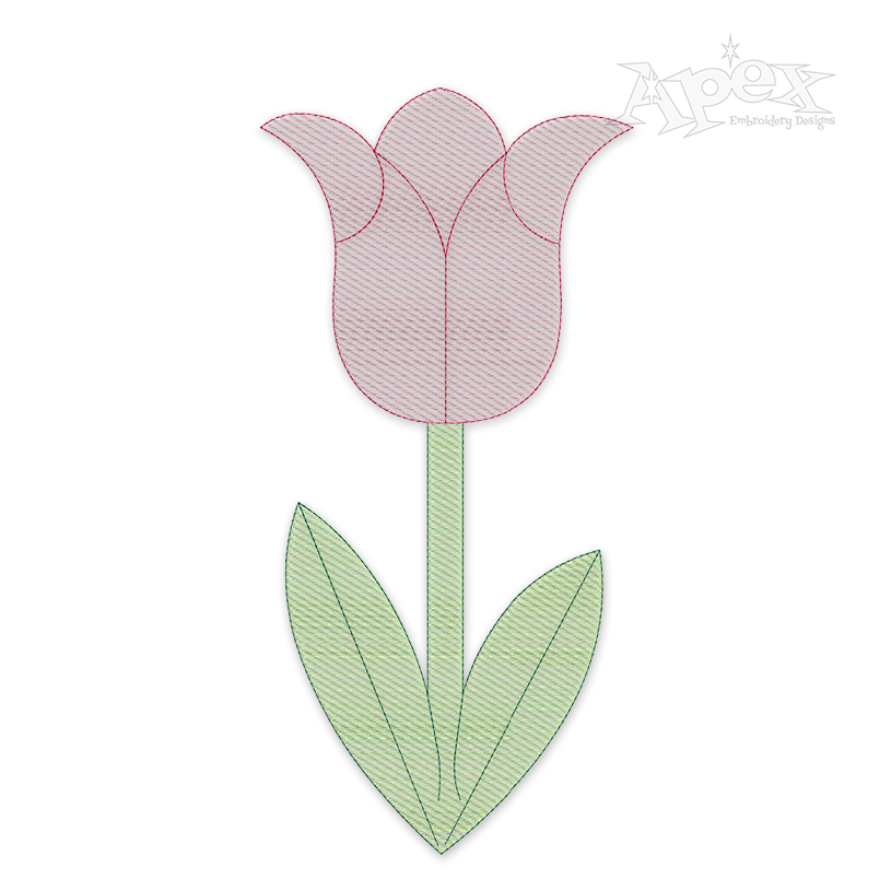 Tulip Flower Applique Embroidery Design