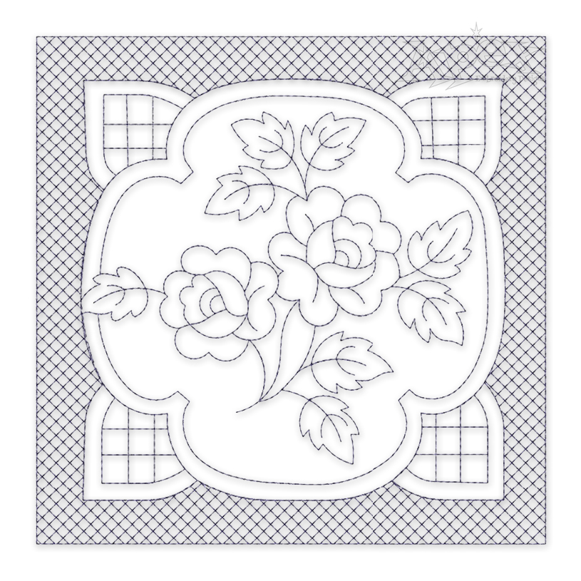 Classic Floral #1 Quilt Block Embroidery Design