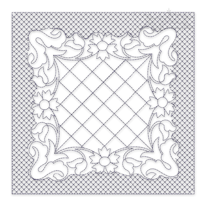 Classic Floral #4 Quilt Block Embroidery Design