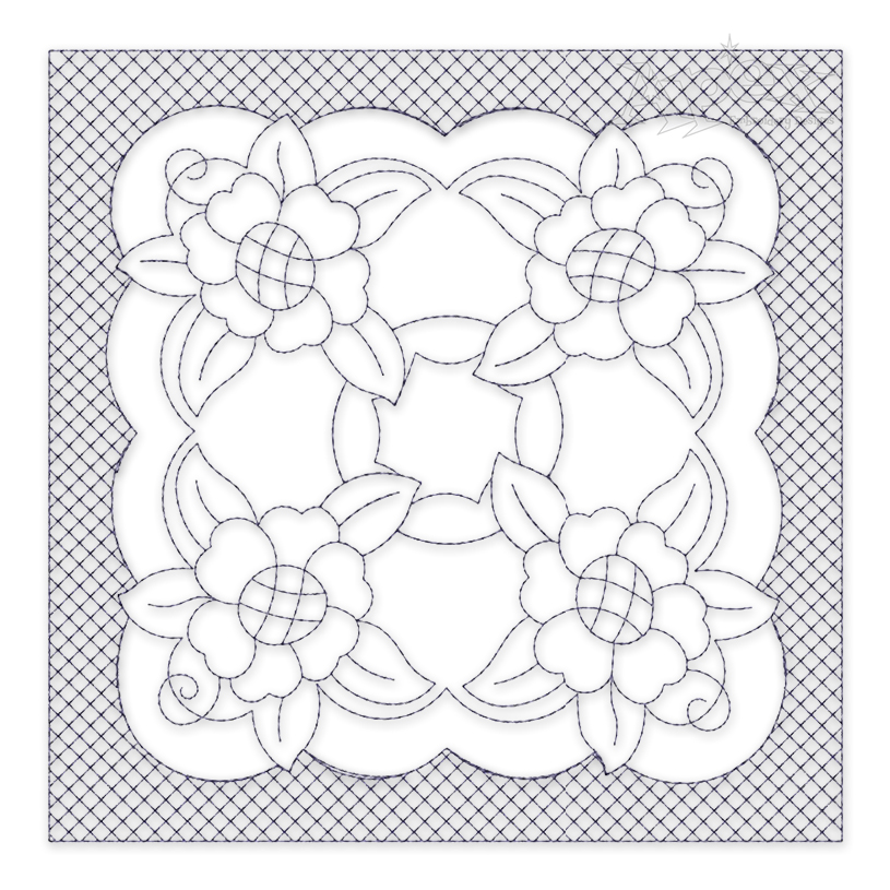 Classic Floral #5 Quilt Block Embroidery Design