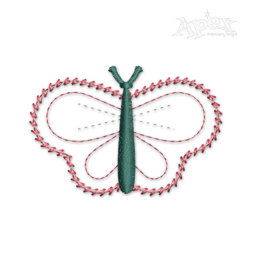 Cute Butterfly Sketch Embroidery Design