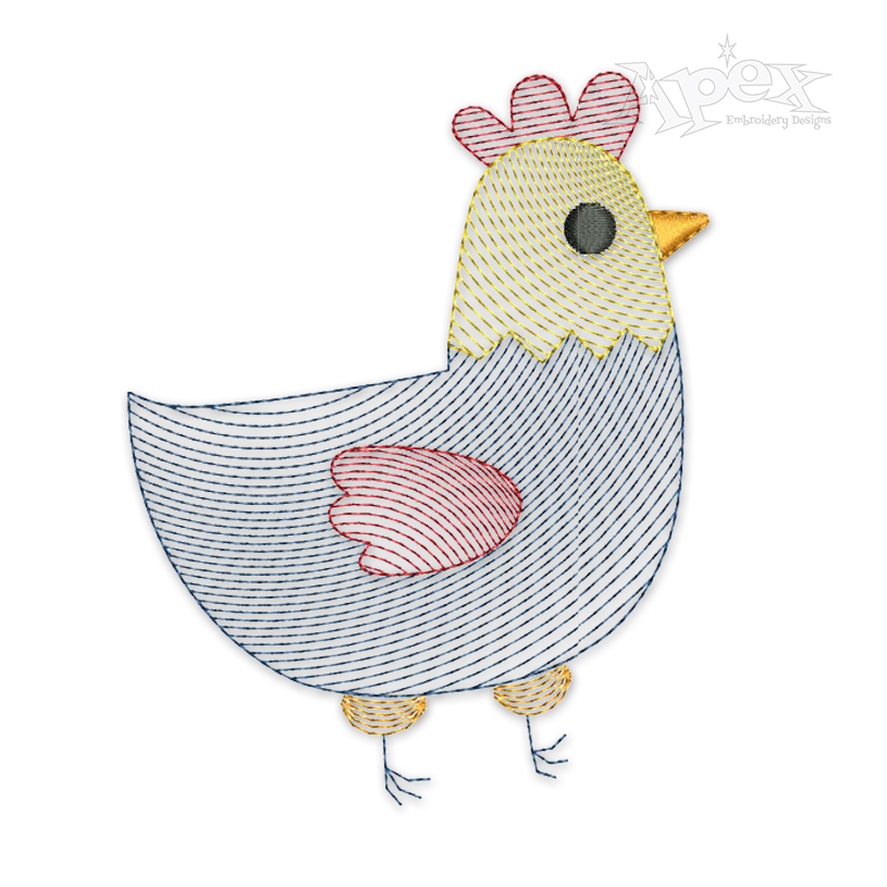 Chicken Sketch Embroidery Design