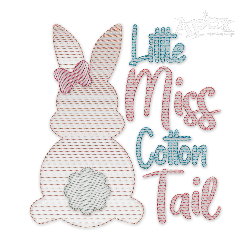Little Miss Cotton Tail Bunny Embroidery Design