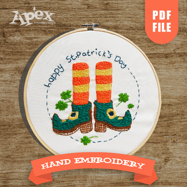Happy St. Patrick's Day Hand Embroidery PDF Pattern