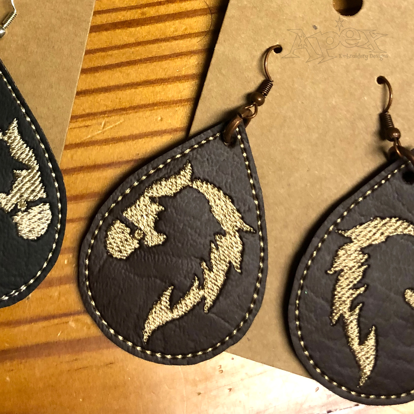 Cowgirl and Horse Silhouette Earrings ITH Embroidery Design