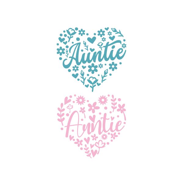 Auntie Floral Heart Cuttable Design