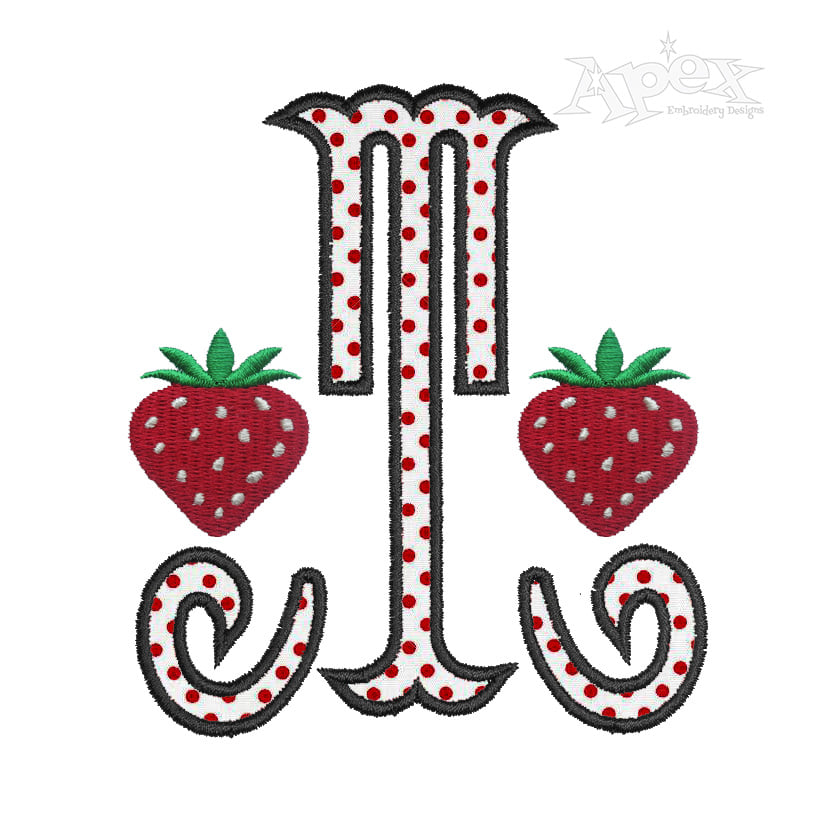 Strawberry Monogram Embroidery Design
