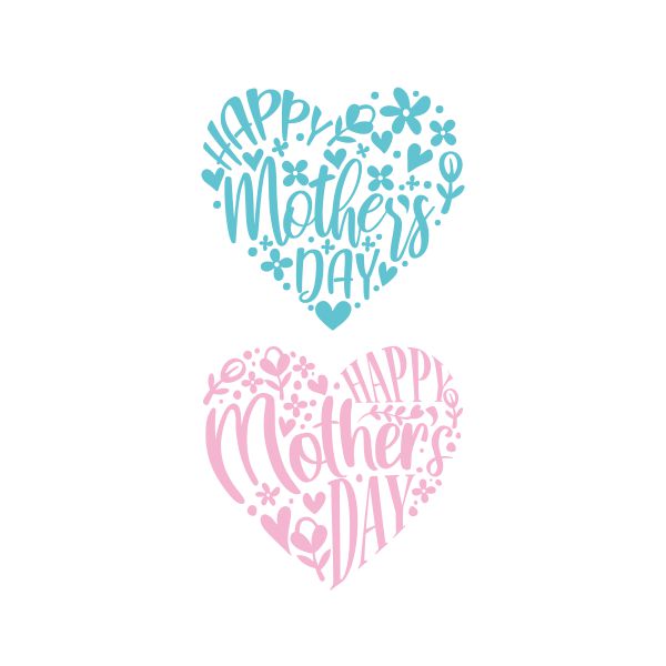 Happy Mother's Day Floral Heart Cuttable Design