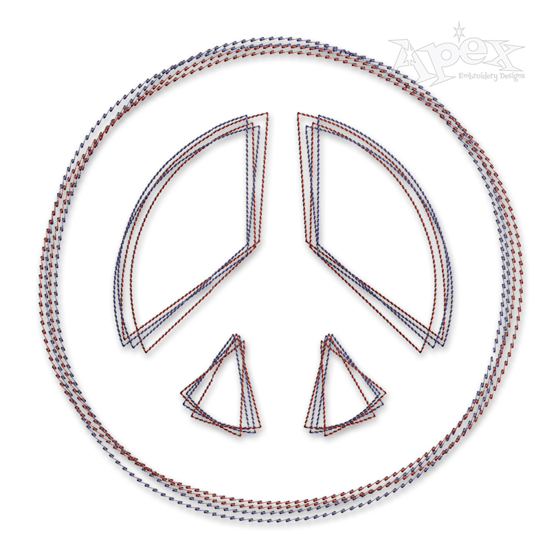 Peace Sign Sketch Embroidery Design