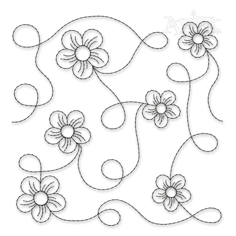 Simple Flower Edge-to-Edge Quilt Block Embroidery Design