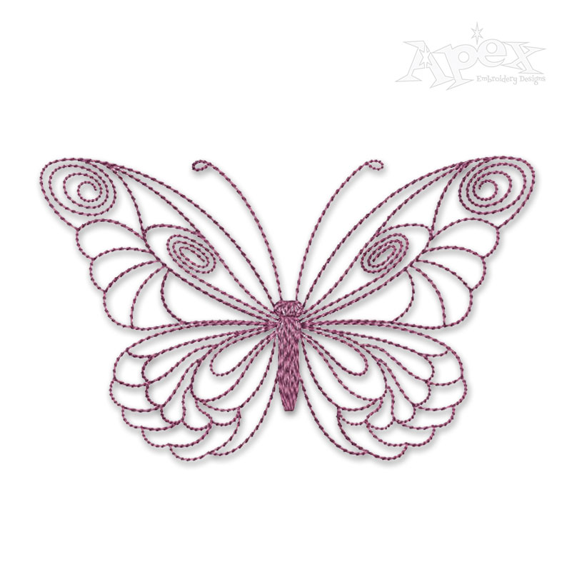 Floral Butterfly Sketch Embroidery Design