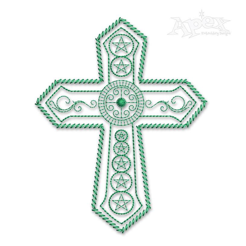 Patterned Cross Sketch Embroidery Design