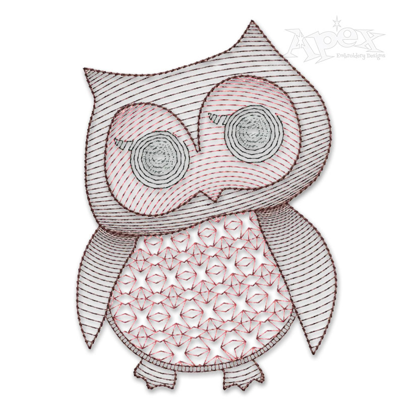 Little Owl Sketch Embroidery Design