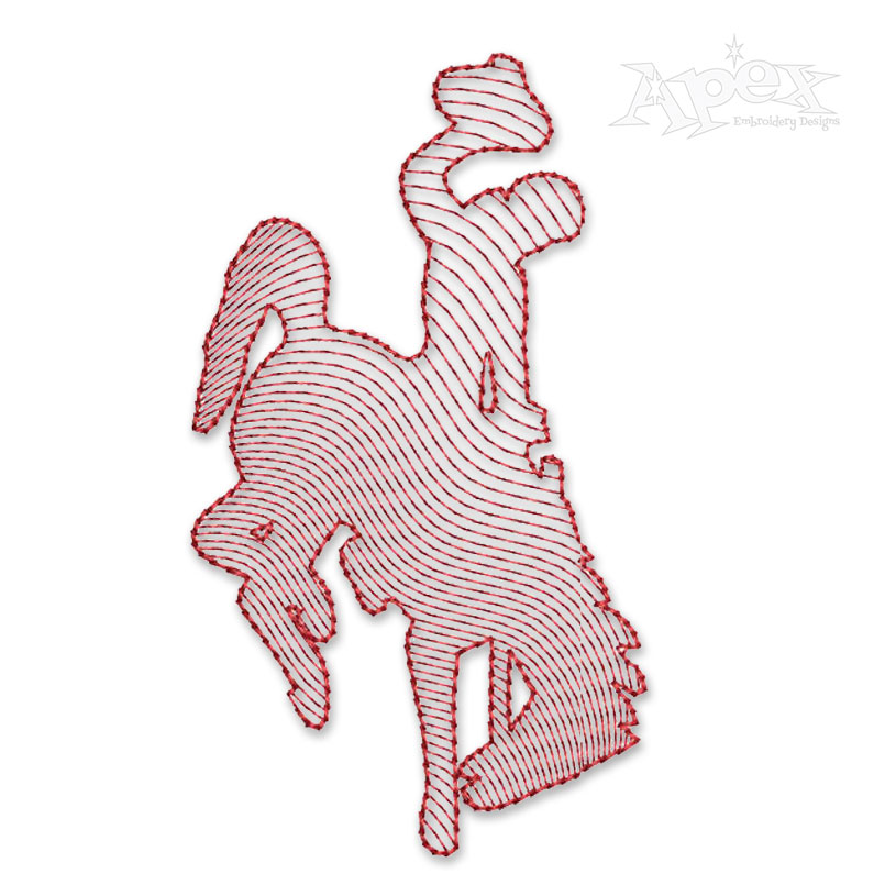 Riding Horse Cowboy Silhouette Sketch Embroidery Design