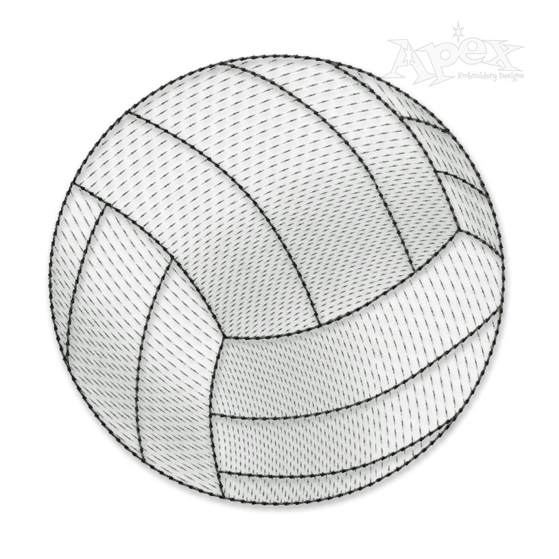 Volleyball Sketch Embroidery Design