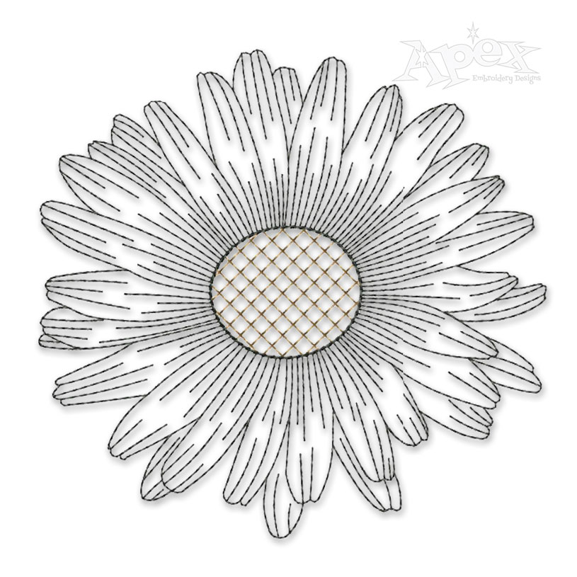 Daisy Flower Sketch Embroidery Design