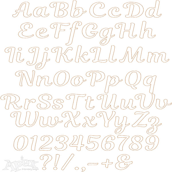Simple Script Applique Embroidery Font