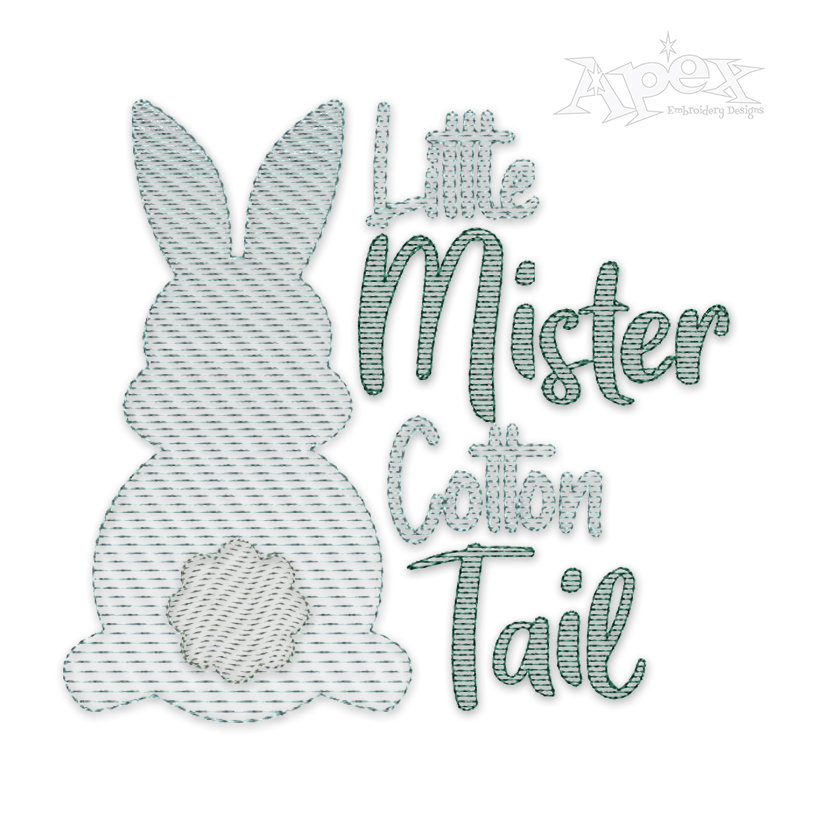 Little Mister Cotton Tail Easter Bunny Sketch Embroidery Design