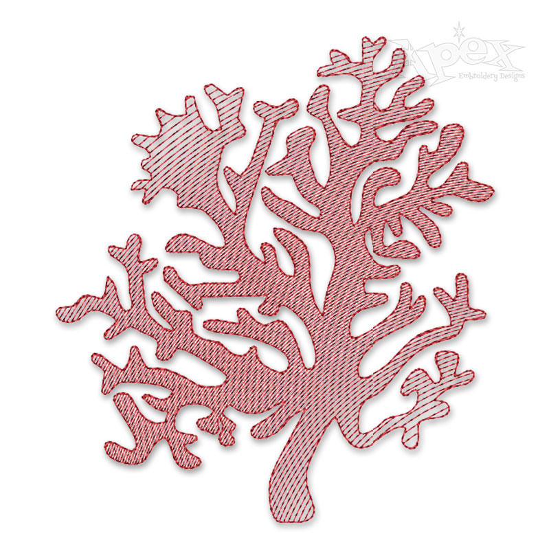 Coral Reef Sketch Embroidery Design