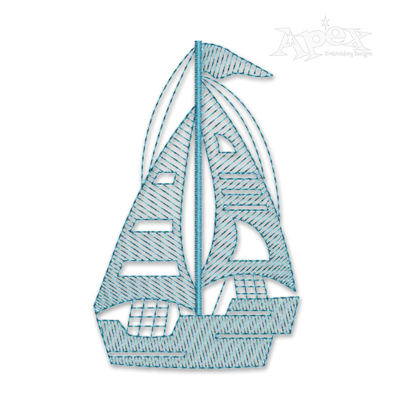 Sailboat Boat Sketch Embroidery Design