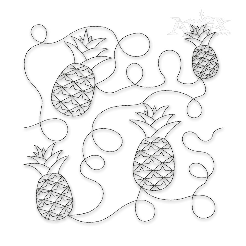 Pineapple Edge-To-Edge Quilt Block Embroidery Design