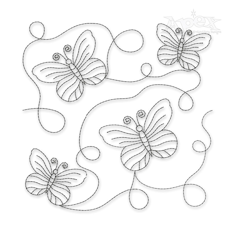 Butterfly Edge-To-Edge Quilt Block Embroidery Design