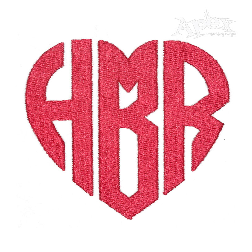 Heart Monogram Fill Embroidery Font