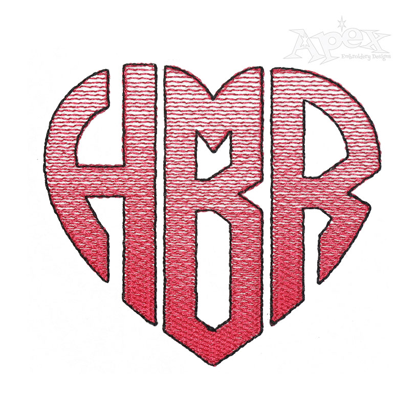 Heart Monogram Sketch Embroidery Font