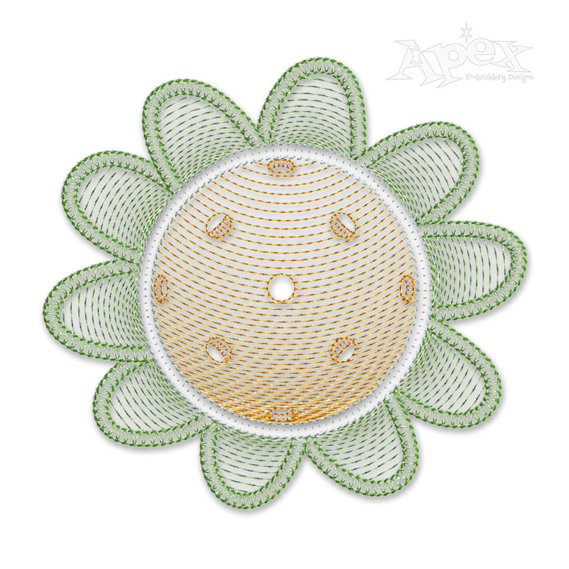 Pickleball Sunflower Sketch Embroidery Design