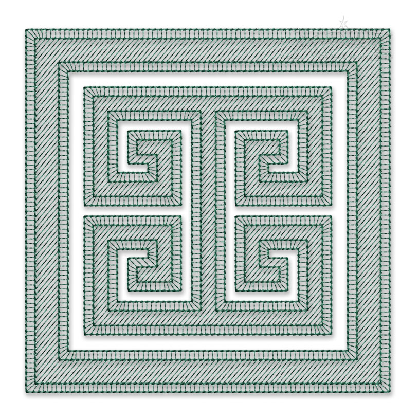 Greek Key Sketch Quilt Block Embroidery Design