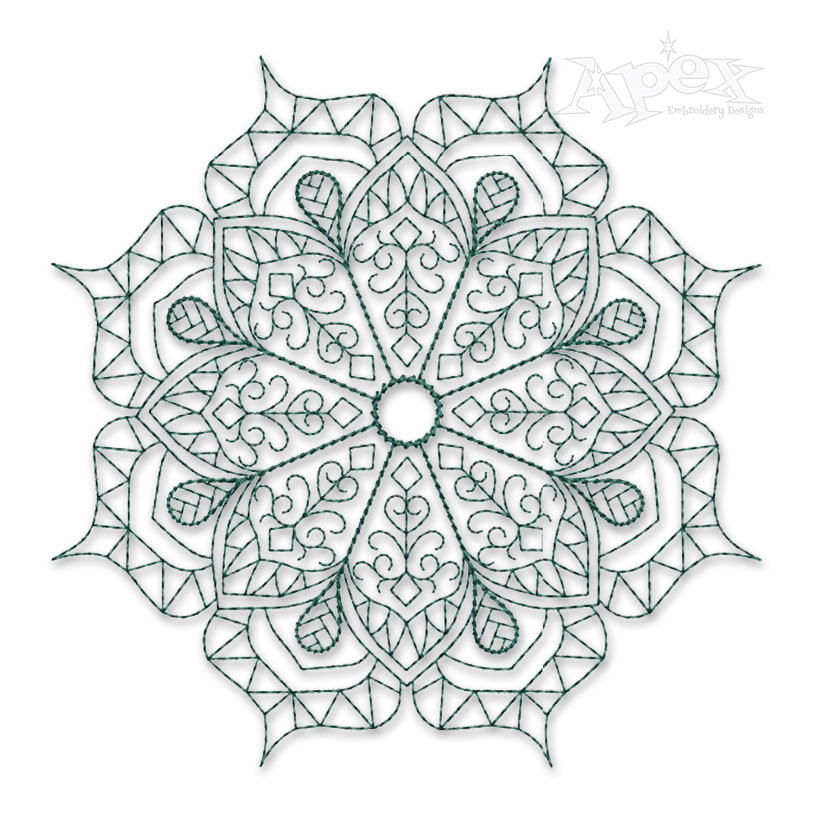 Floral Mandala Sketch Embroidery Design