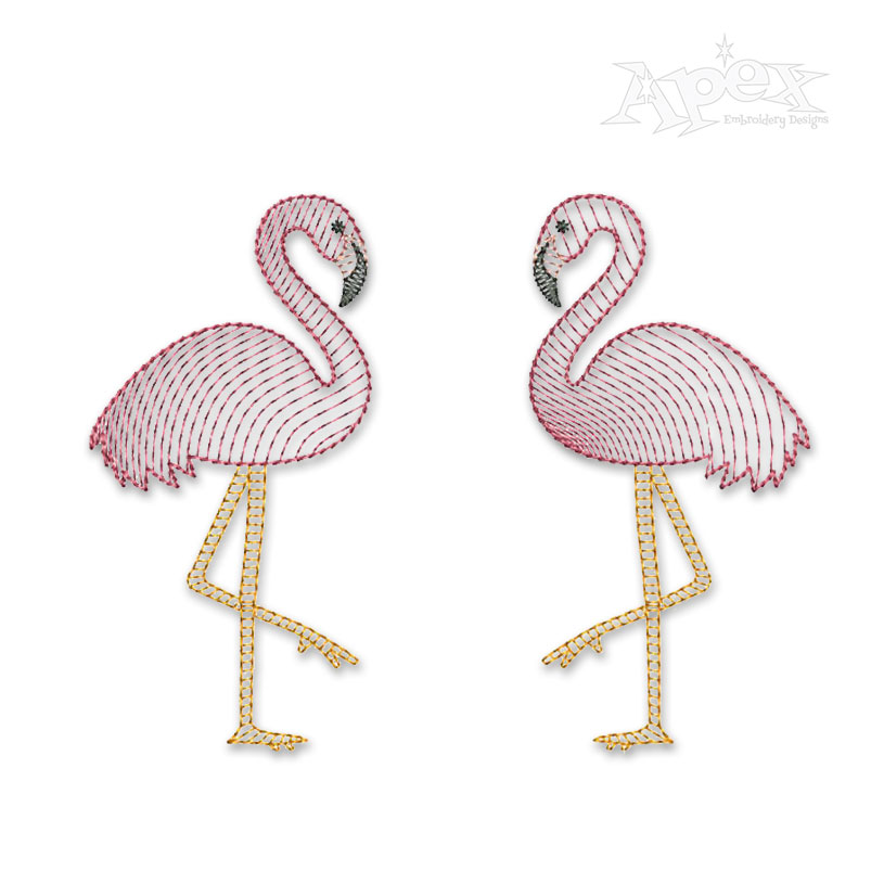 Couple Flamingo #2 Sketch Embroidery Design